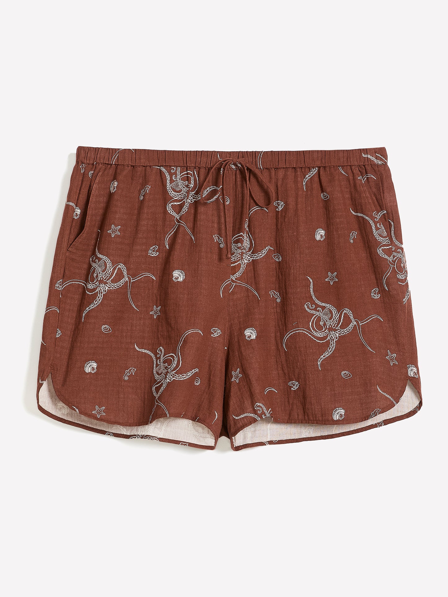 Sea-Print Cotton Pull-On Short