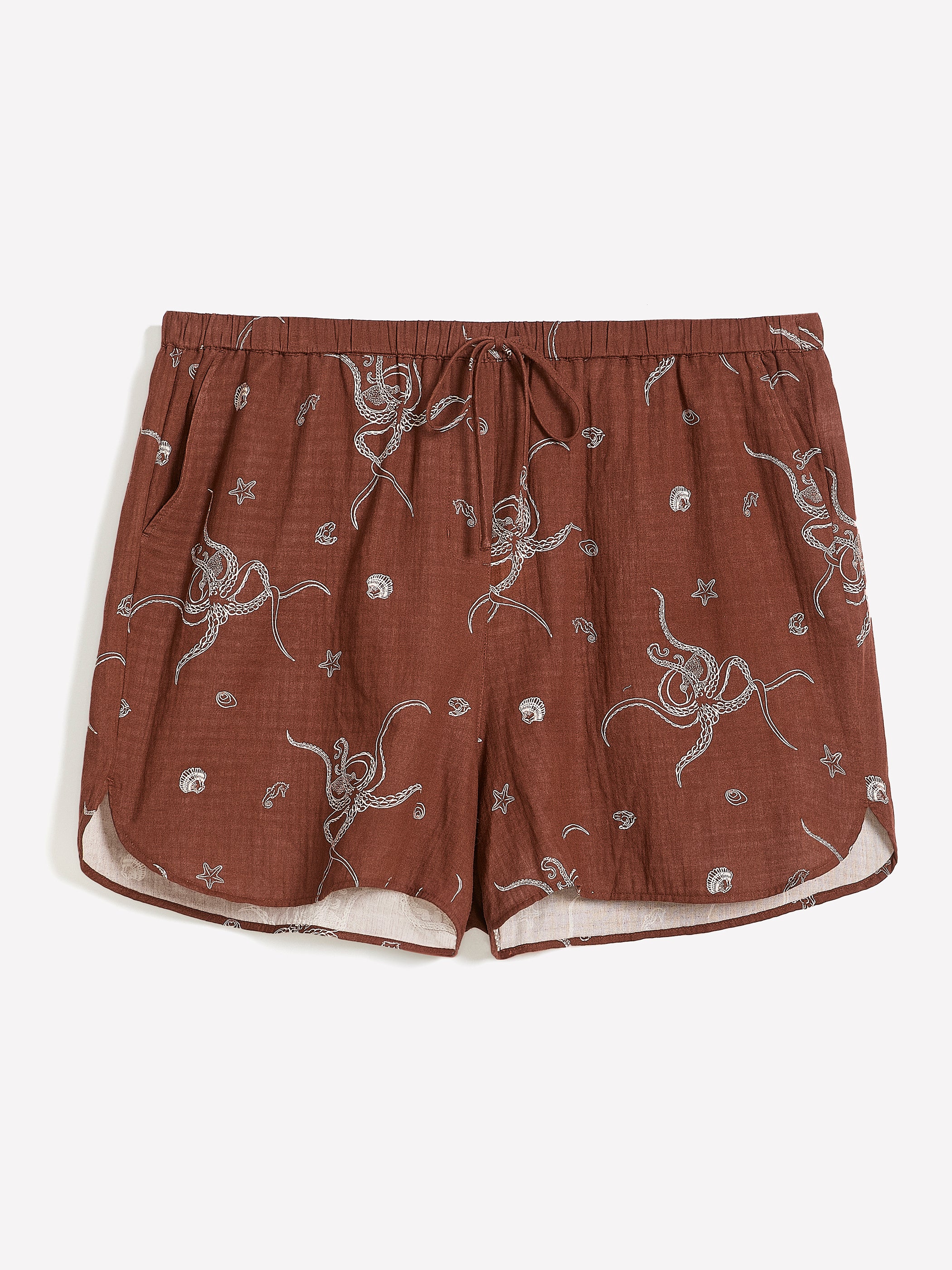Sea-Print Cotton Pull-On Short