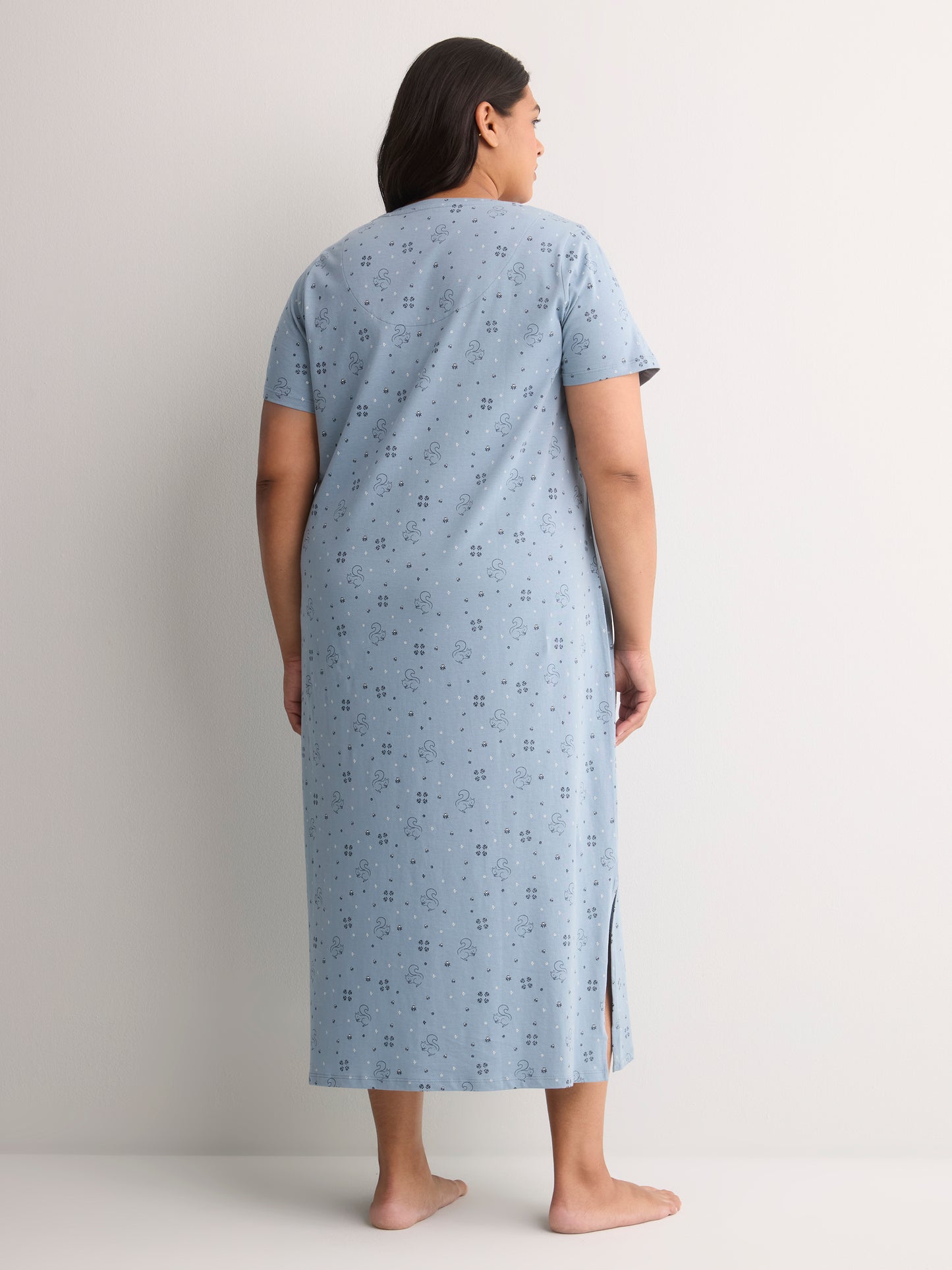 Printed Long Short-Sleeve Sleepshirt - tiVOGLIO