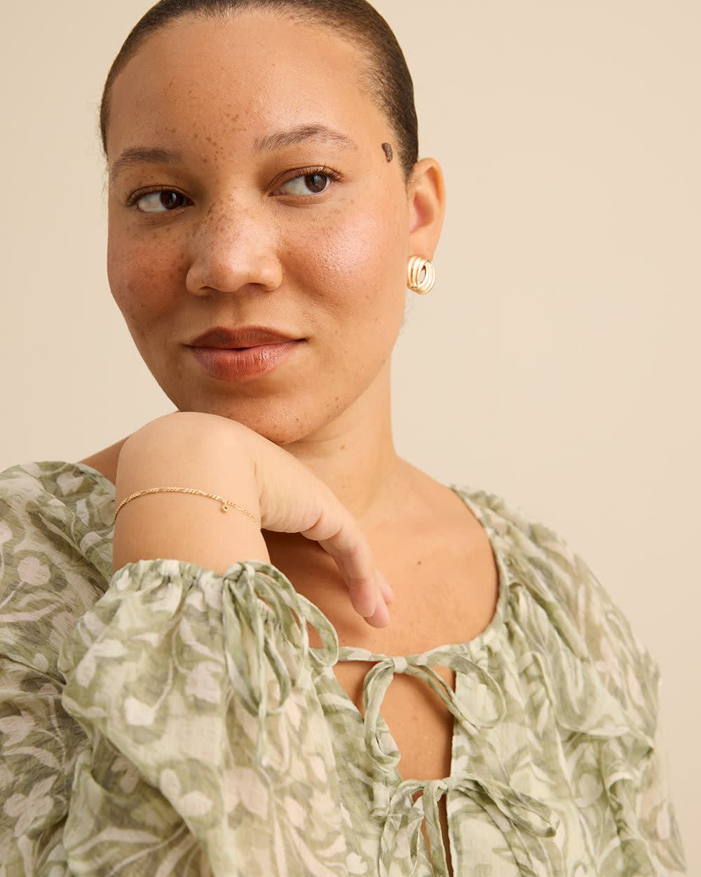 Floral Ruffle Blouse with Front Tie - Addition Elle