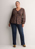 Slight Swing V-Neck Blouse with Crochet Tape