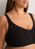 Black Star-Print Wireless Unlined Cotton Bra - tiVOGLIO