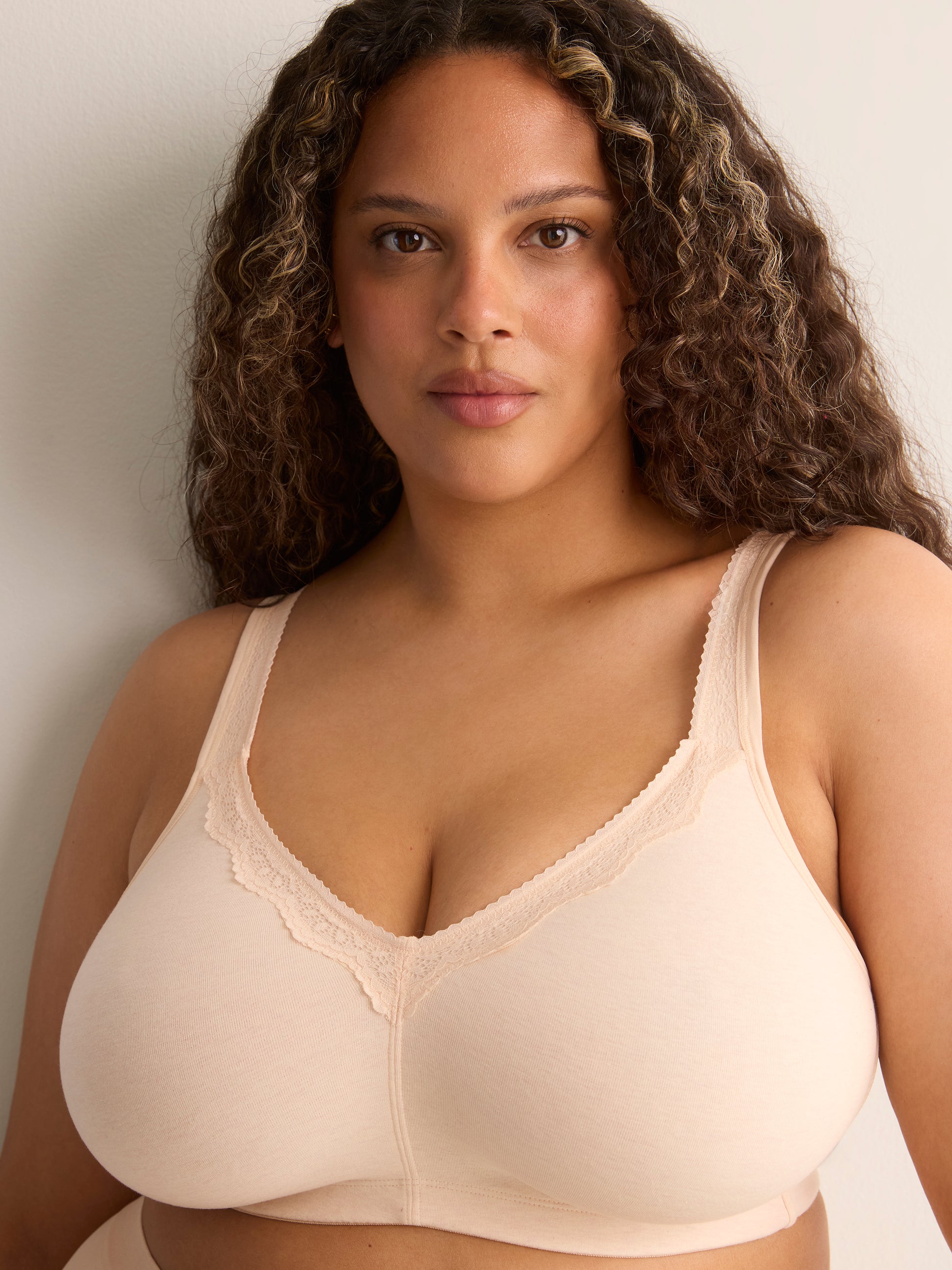 Wirefree Heather Cotton Bra with Lace Trim - ti Voglio