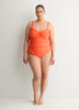 Orange Bandeau High-Leg One-Piece Swimsuit