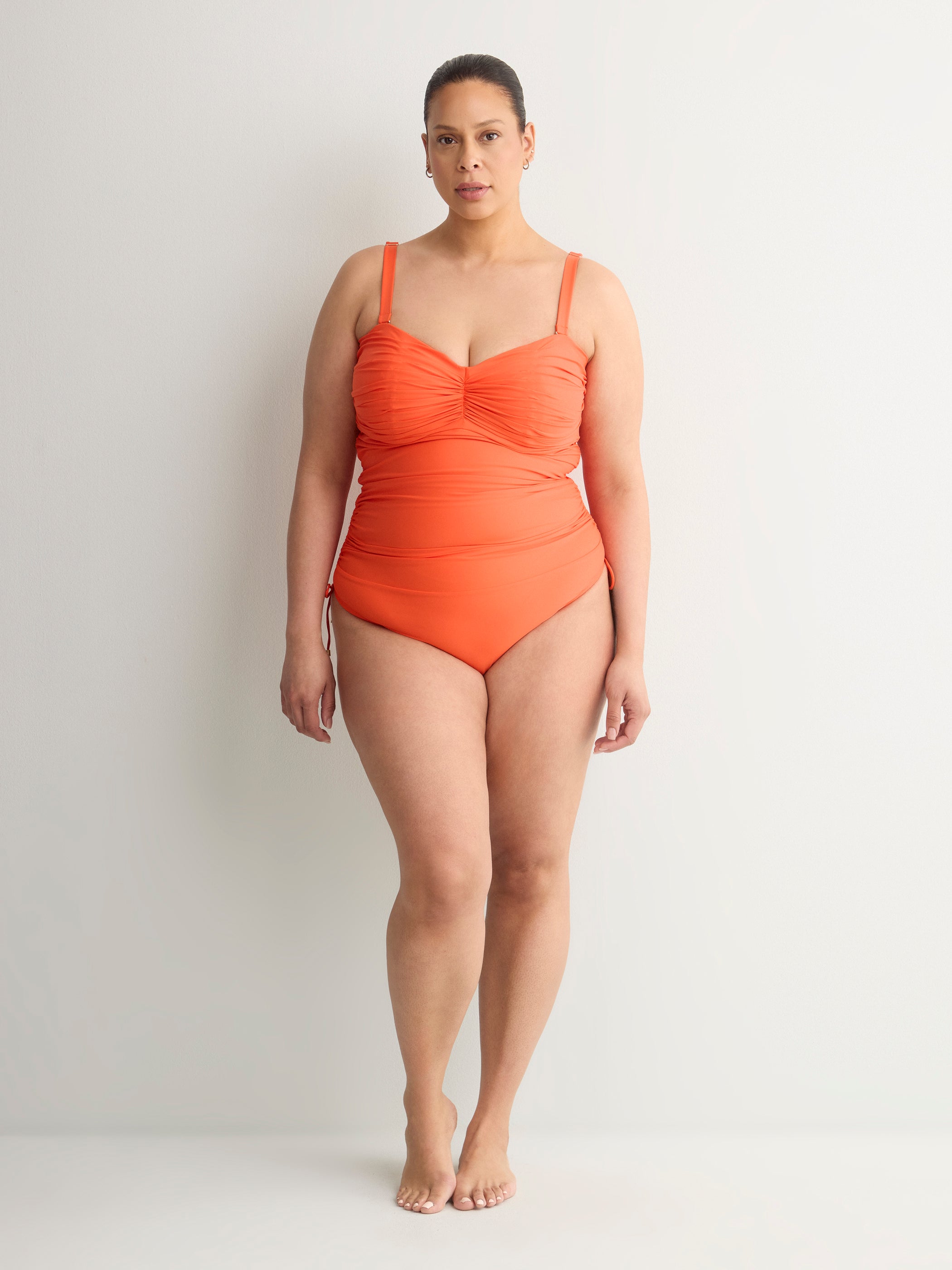 Orange Bandeau High-Leg One-Piece Swimsuit