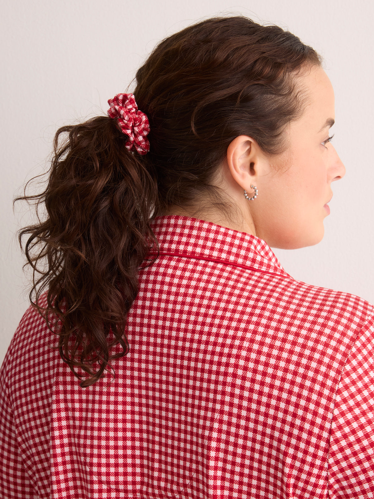 Red Gingham Buttoned Down Shirt and Straight Pant Pyjama Set - tiVOGLIO