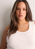 Scoop-Neck Embroidered Ribbed Knit Fitted Tank Top