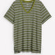 Responsible, Green Striped Boyfriend-Fit V-Neck Tee with Slits