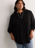 Pleated Buttoned-Down Slight Swing Blouse