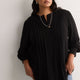 Pleated Buttoned-Down Slight Swing Blouse