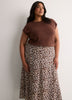 Leopard Pleated Midi Skirt