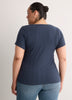 Ribbed Knit Fitted Short-Sleeve T-Shirt