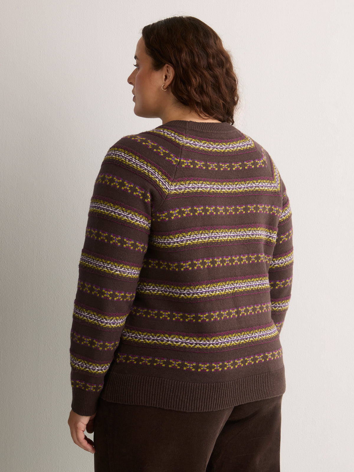 Brown Fair Isle Crew-Neck Sweater