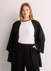 Linen-Blend Loose Kimono Tunic with Waist Drawstring