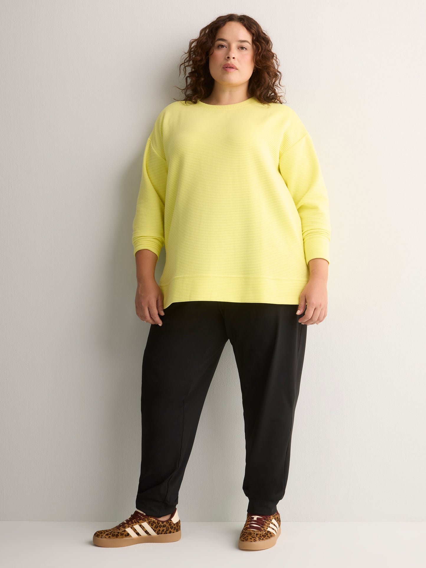 Yellow Ottoman Wide Crew Neck Tunic Top - Active Zone