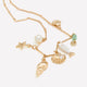 Short Golden Necklace with Multi Seashell Charms