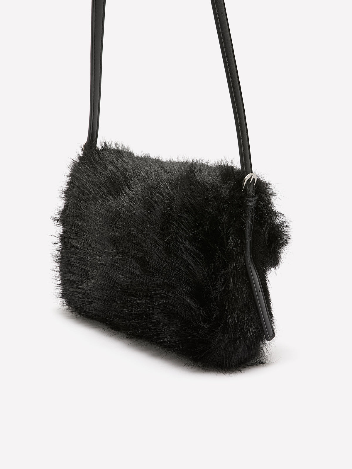 Black Crossbody Faux-Fur Handbag