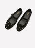 Extra Wide Width, Black Studded Strap Ballerina