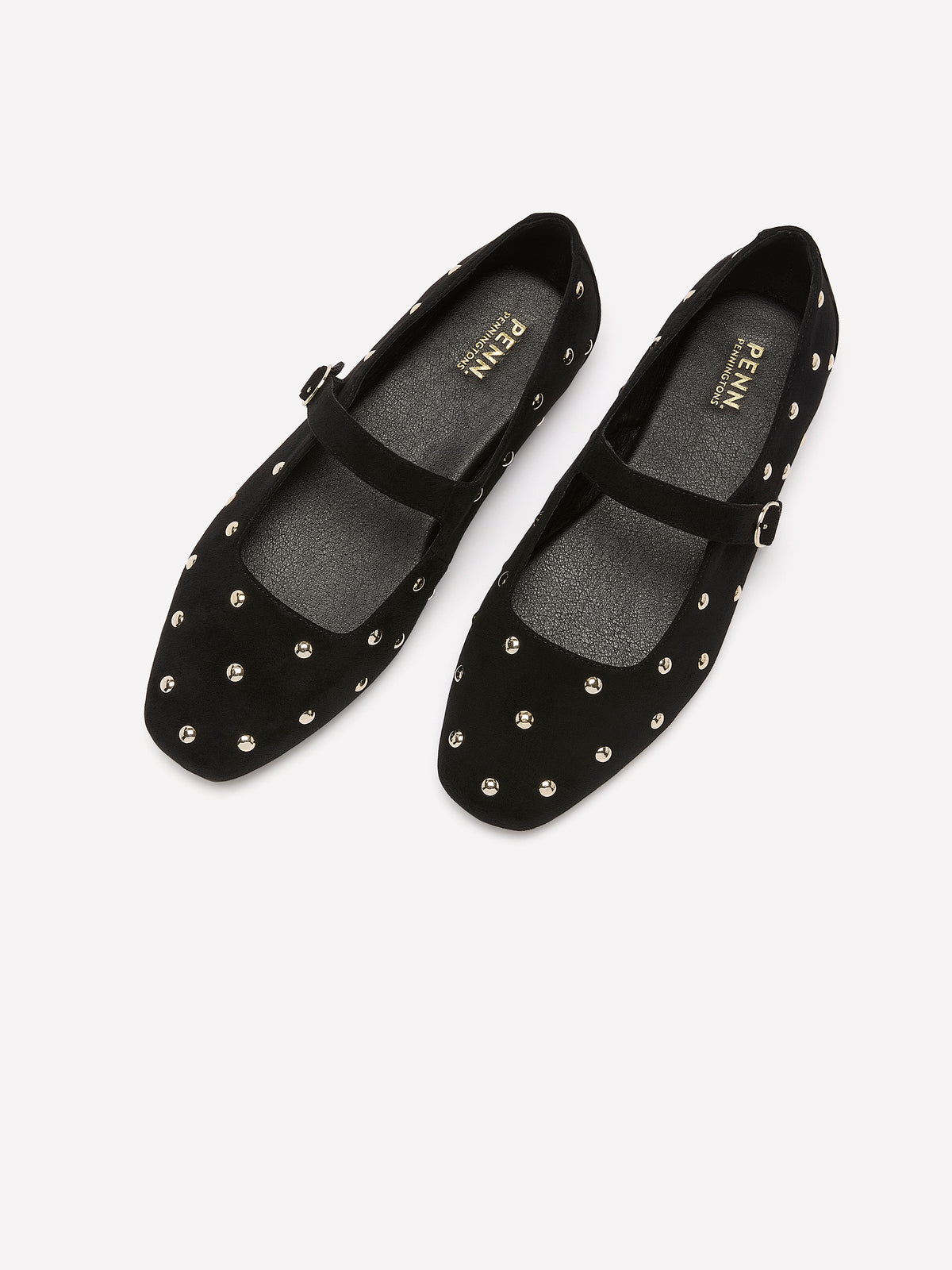 Extra Wide Width, Black Studded Strap Ballerina