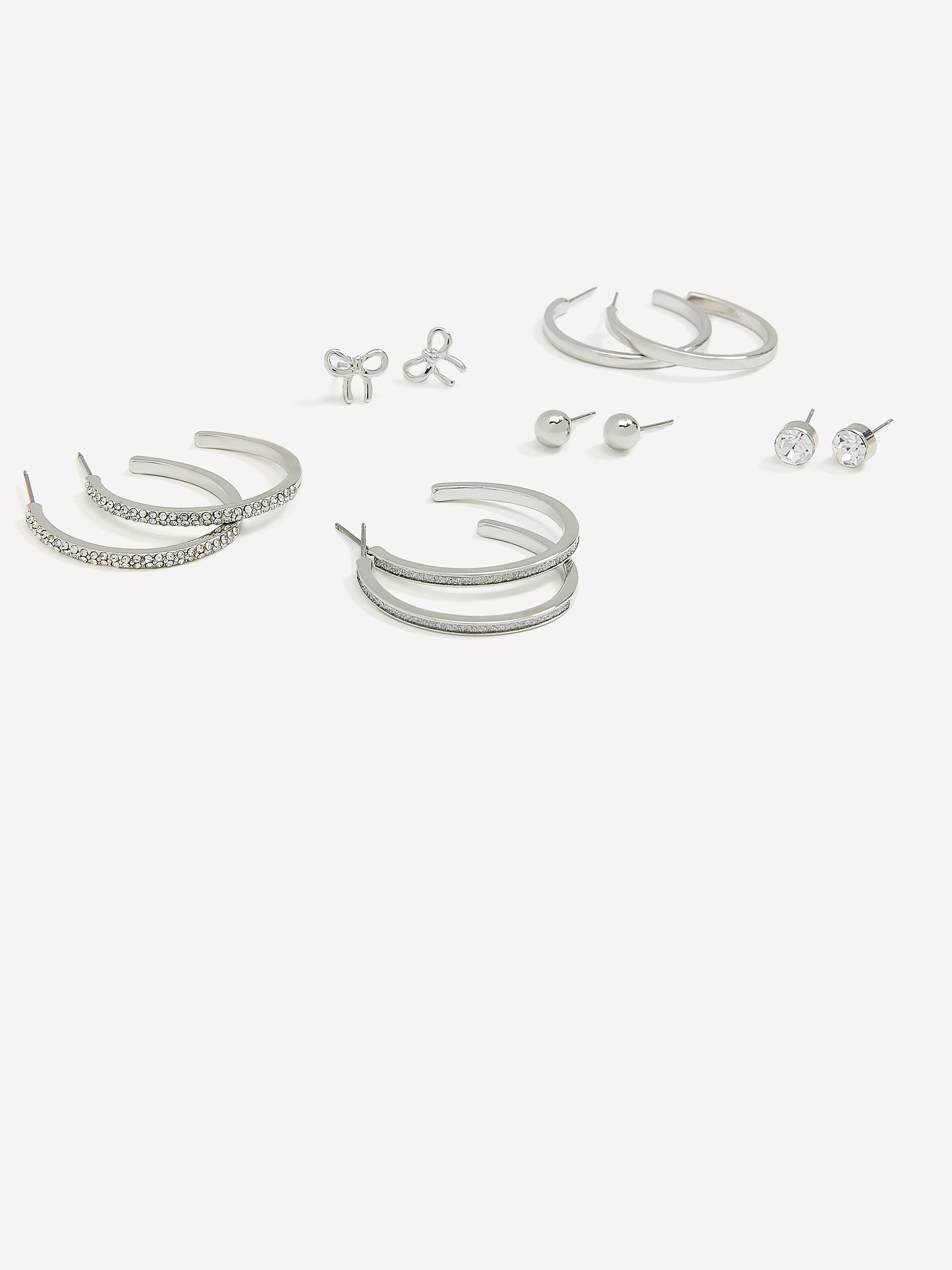 Paper Glitter Hoop and Stud Earrings, Set of 6