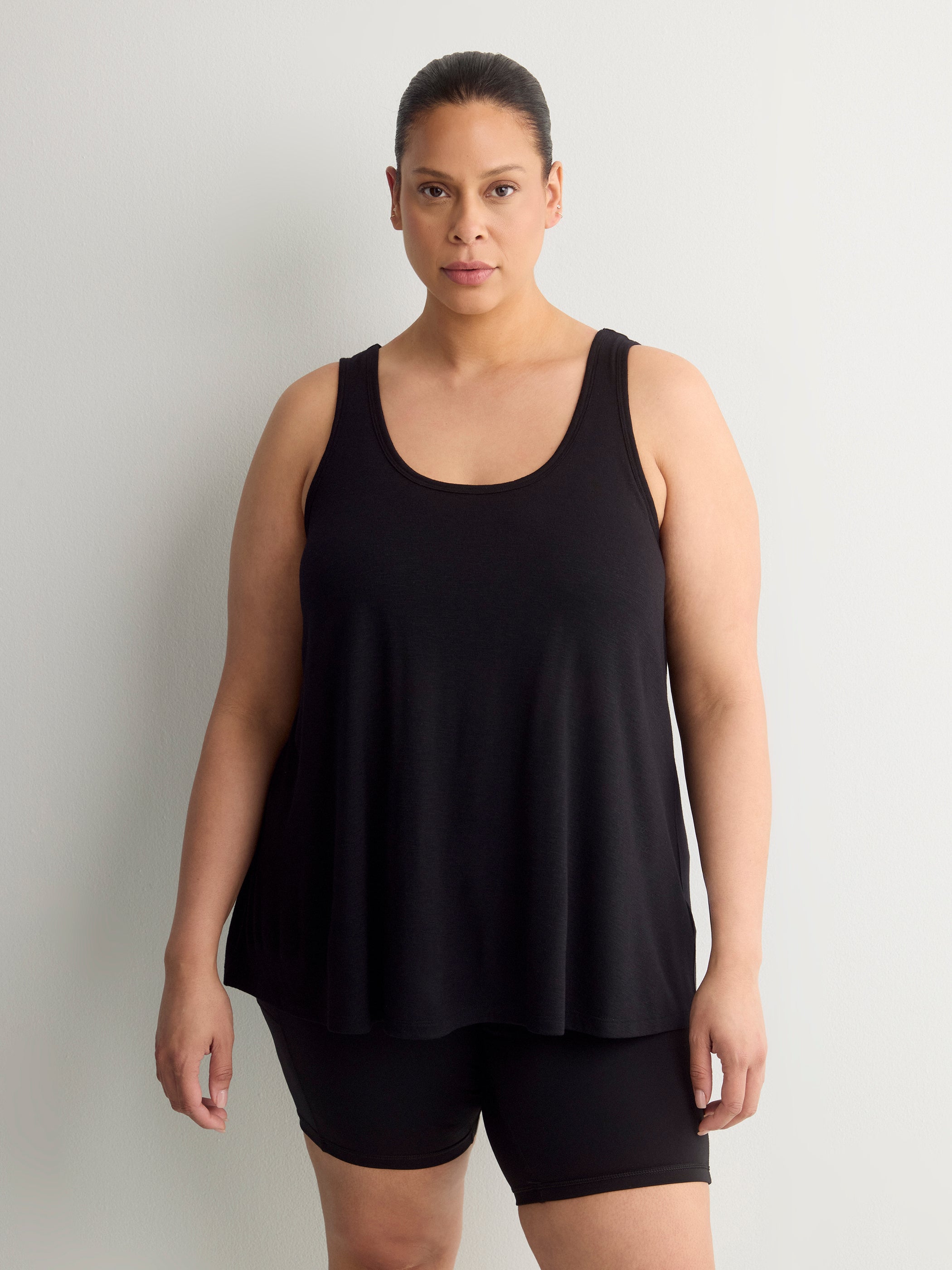 Black Swing Tank Top with Racerback Fooler - Active Zone