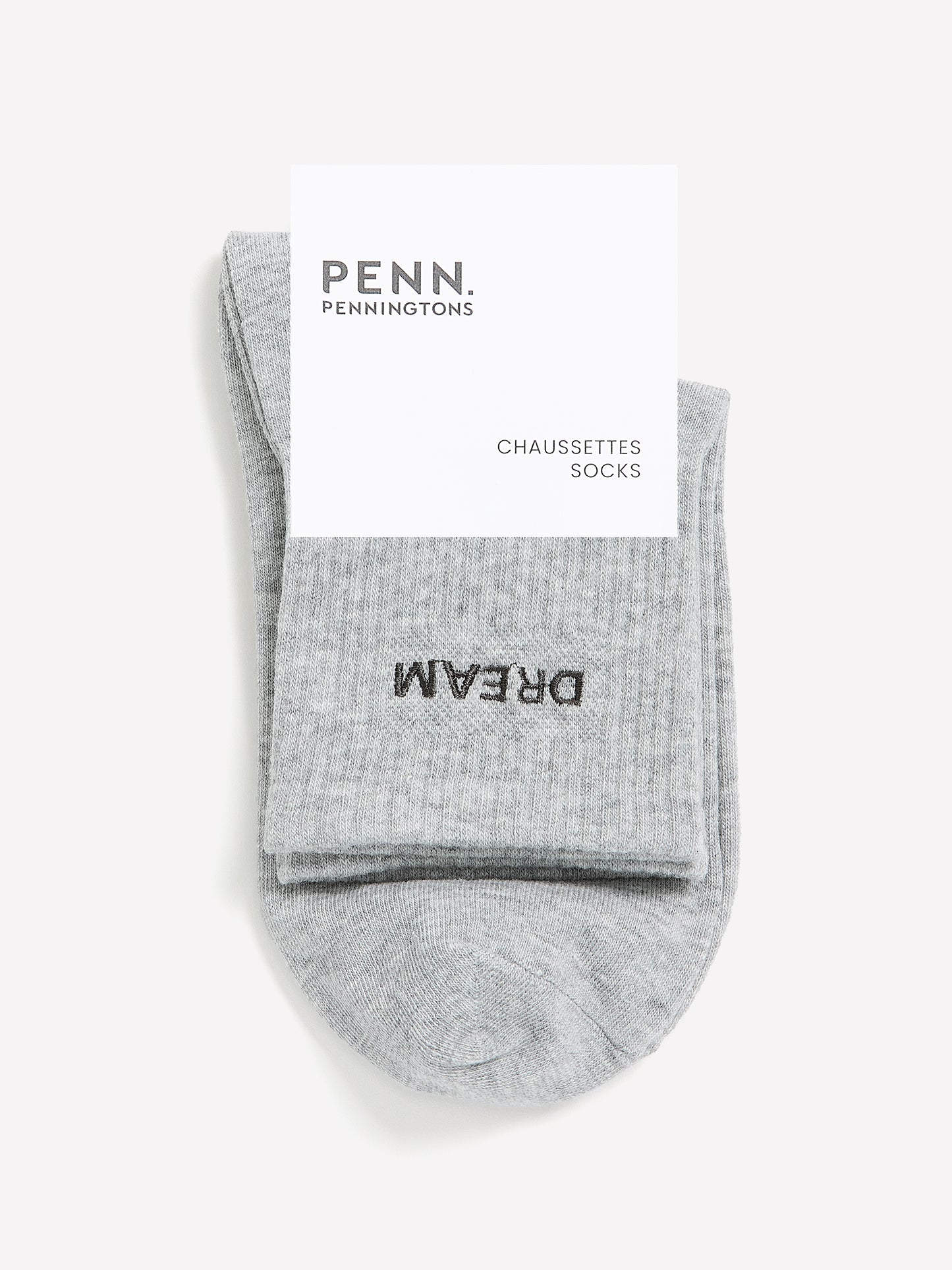 Chaussettes courtes grises avec broderie Dream