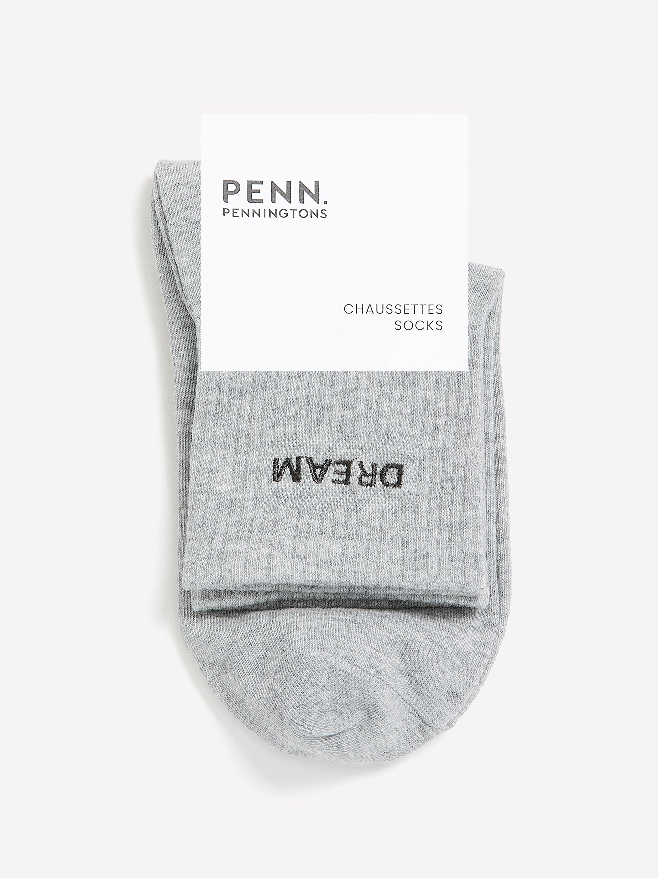 Grey Ankle Socks with Dream Embroidery