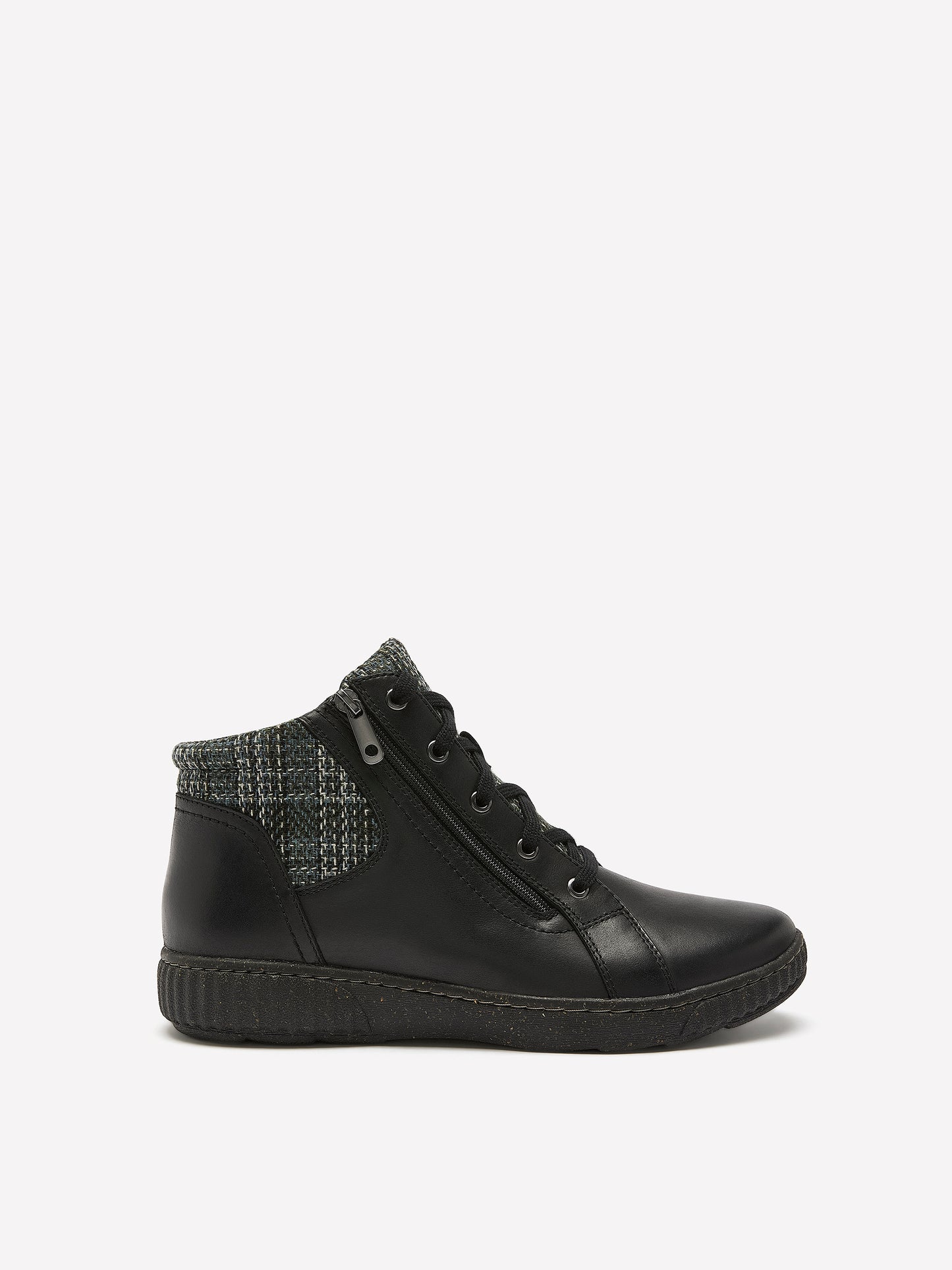 Wide Width, Caroline Fiana Black Leather Lace-Up Bootie - Clarks