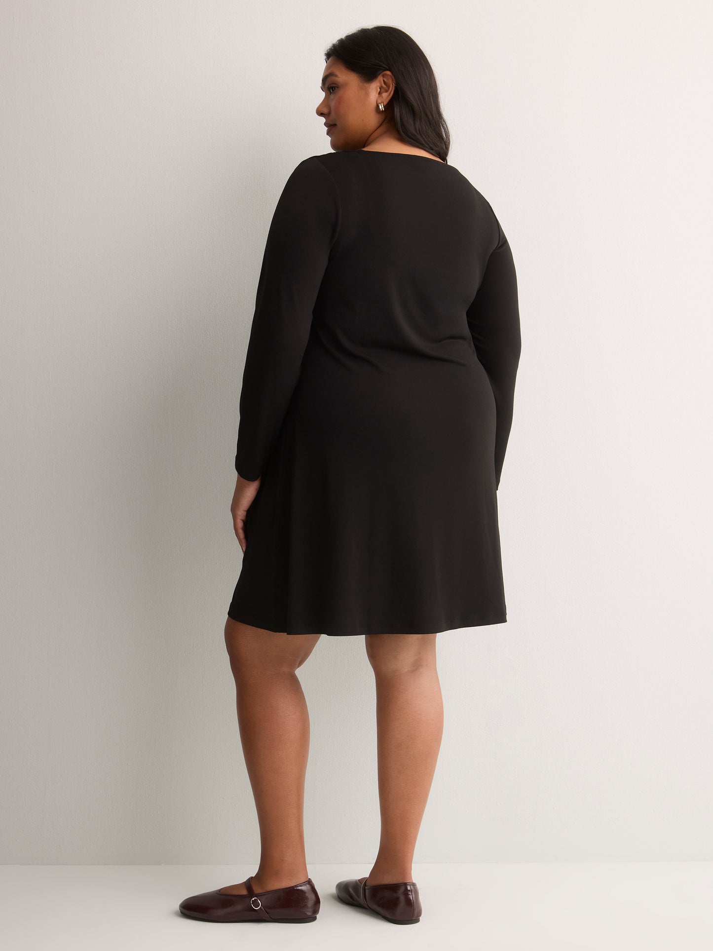 Draped-Neck Swing Dress