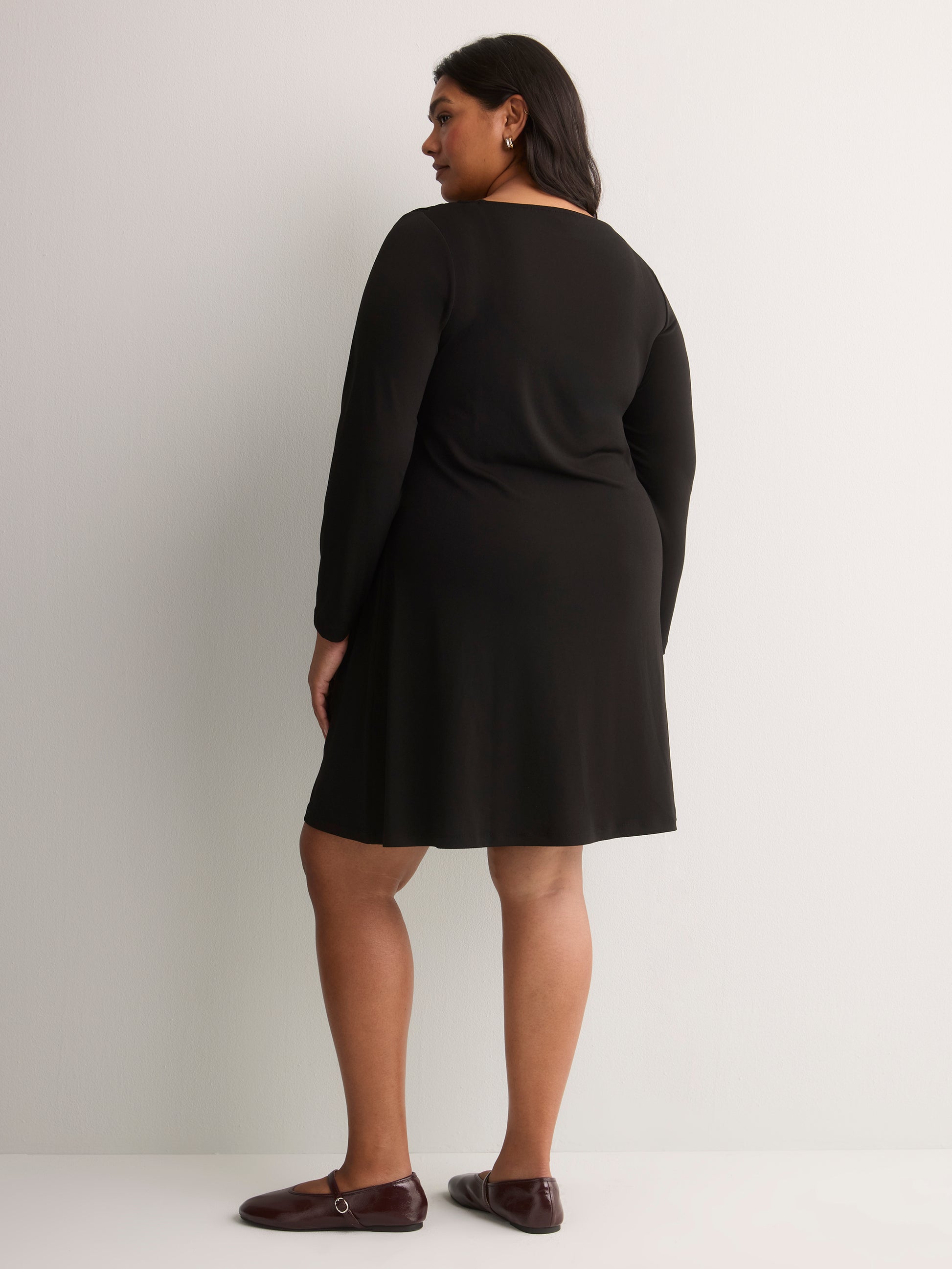Draped-Neck Swing Dress