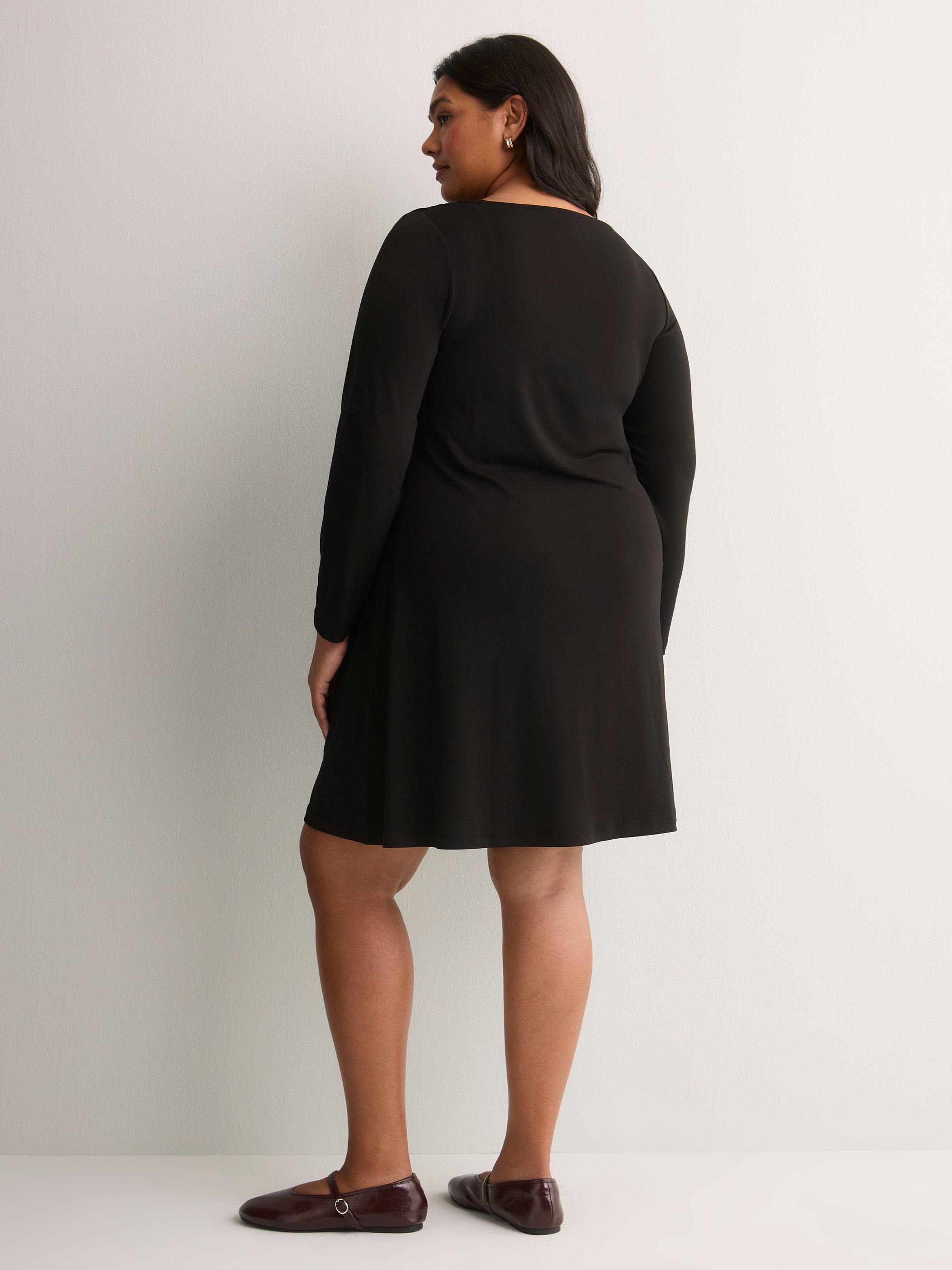 Draped-Neck Swing Dress