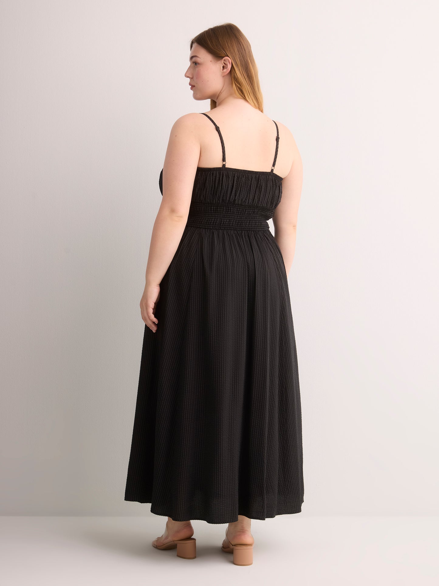 Black Sleeveless Smocked Waist Maxi Dress - Addition Elle