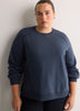 Loose Crew-Neck Fleece Sweatshirt with Long Balloon Sleeves