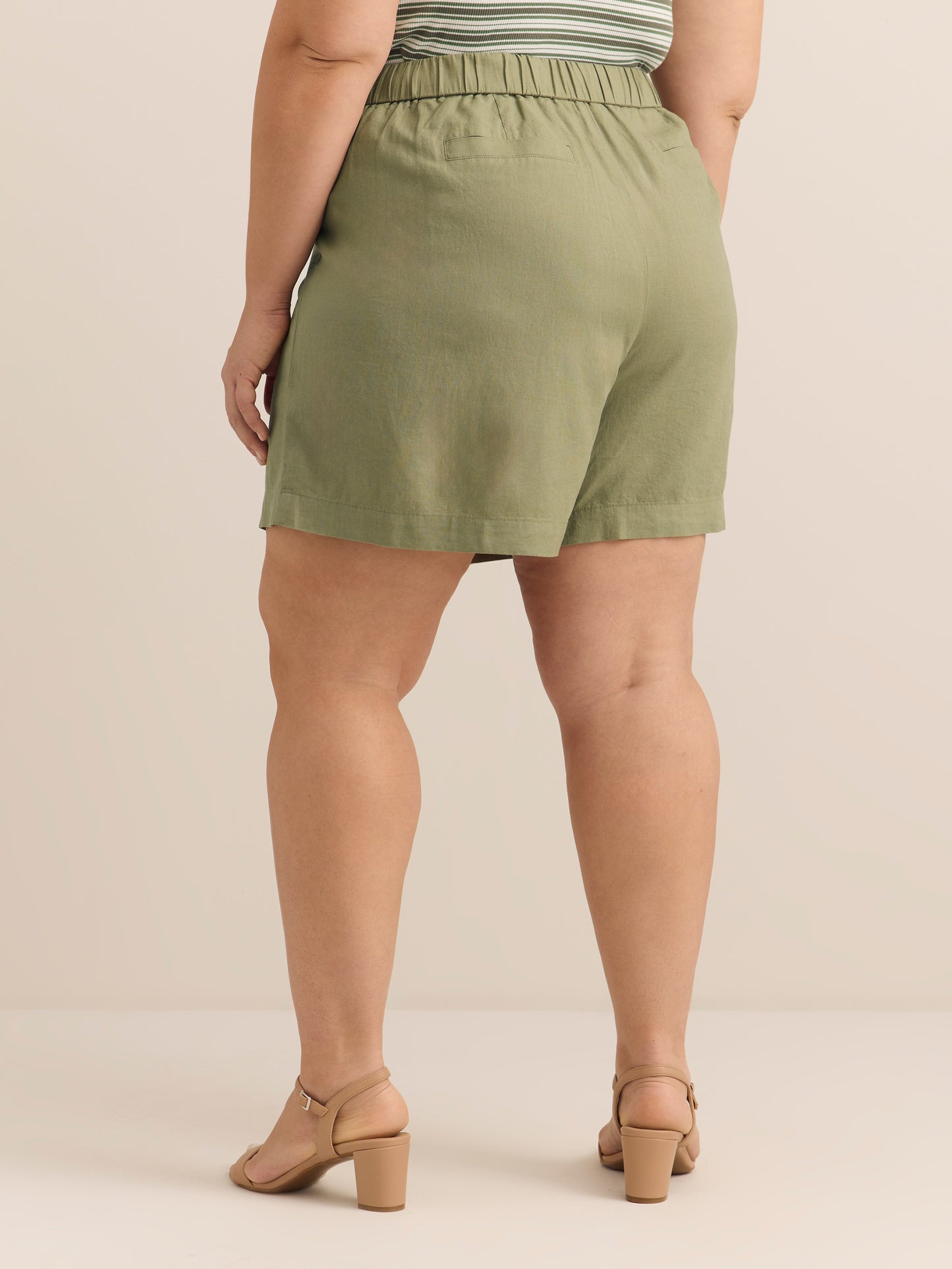 Linen-Blend Buttoned Skort