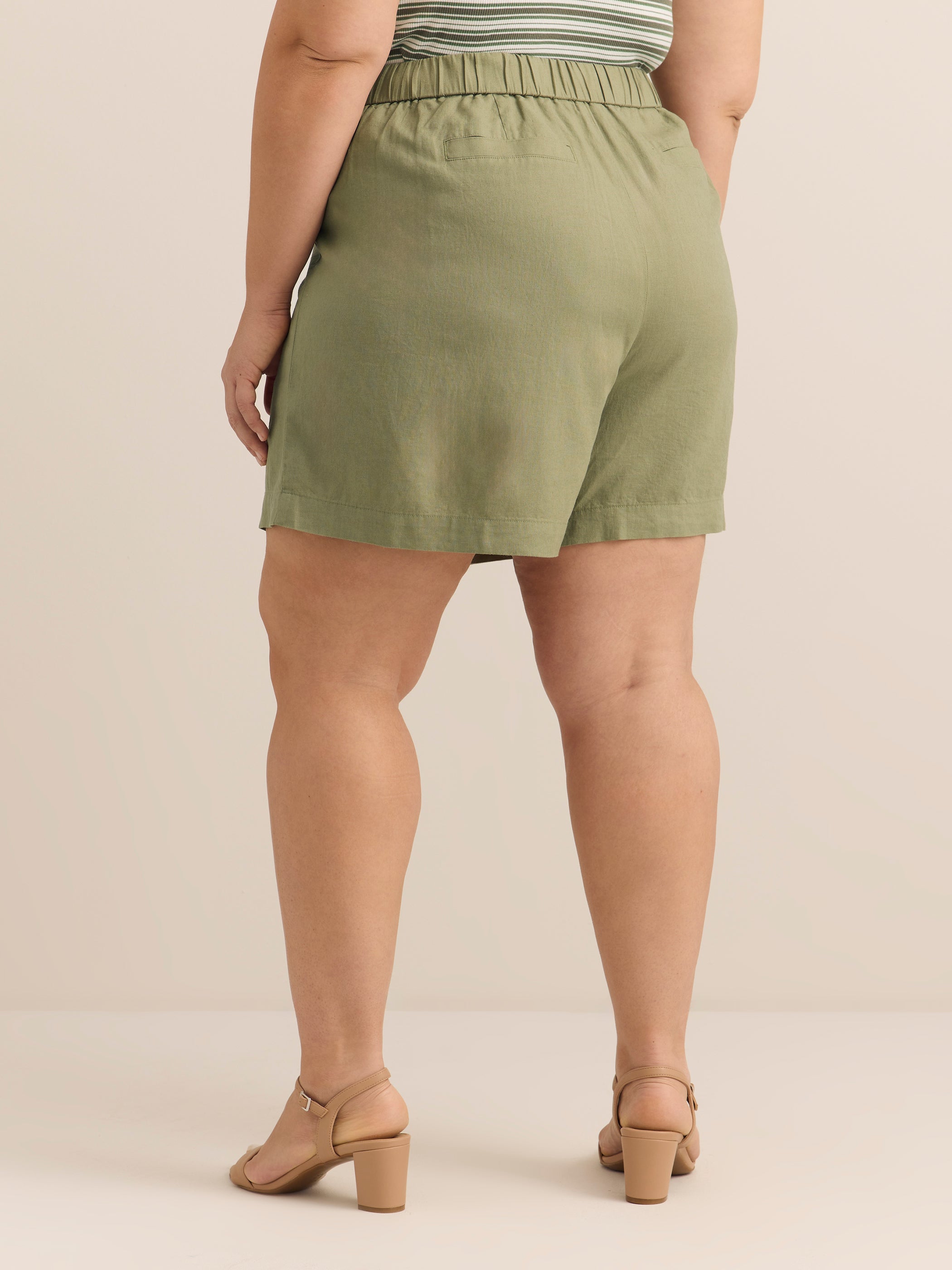 Linen-Blend Buttoned Skort
