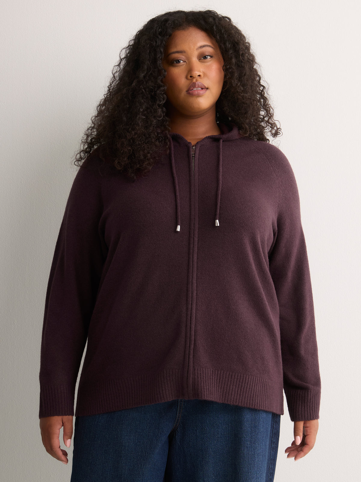 Straight Hooded Zip Sweater