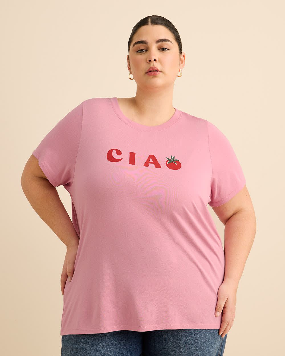 Crewneck Short-Sleeve Knit Top