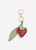 Faux-Leather Studded Strawberry Keychain