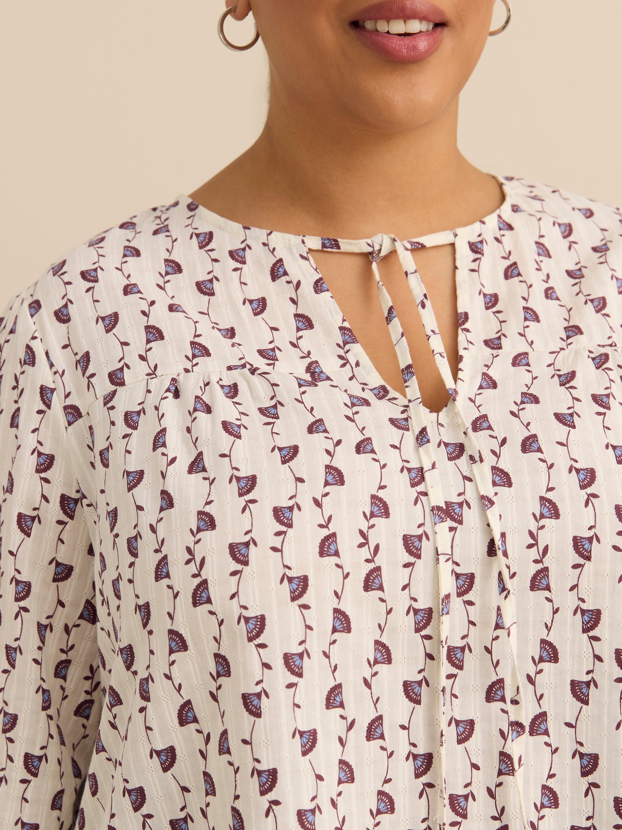 Cotton Blouse with Balloon Sleeves