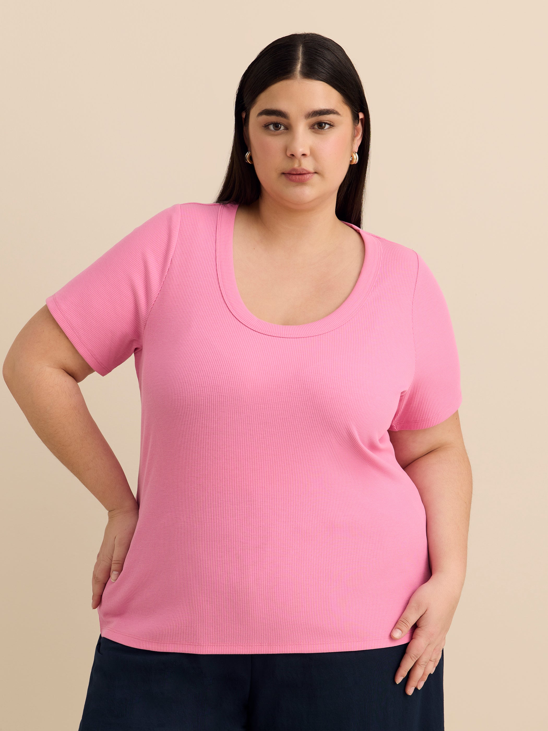 Short-Sleeve Scoop Neck Top