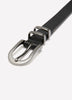 Black Faux Leather Belt with Double Metal Loop