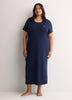 Blue Ribbed Long Short-Sleeve Sleepshirt - tiVOGLIO
