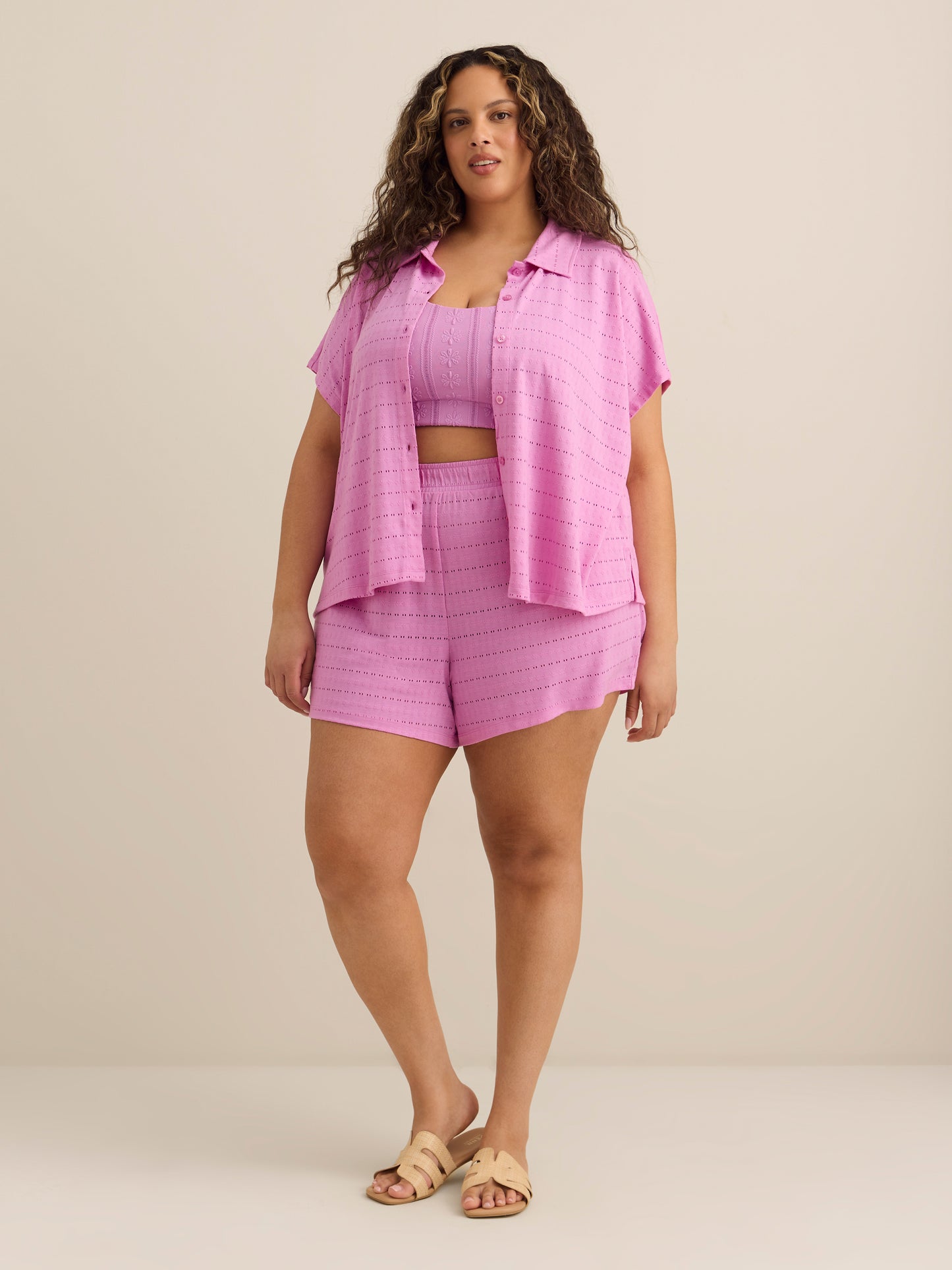 Violet Eyelet Beach Short