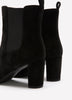 Wide Width, Greater Black Microsuede High-Heel Pointed-Toe Bootie