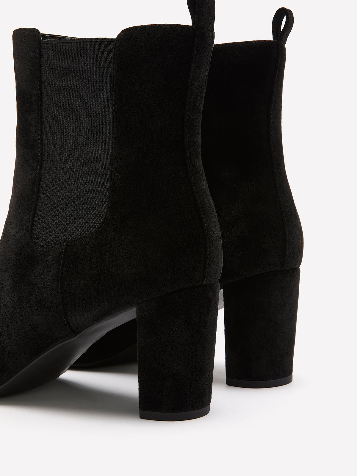 Wide Width, Greater Black Microsuede High-Heel Pointed-Toe Bootie
