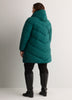 Black Hooded Knee-Length Stretch Puffer Jacket