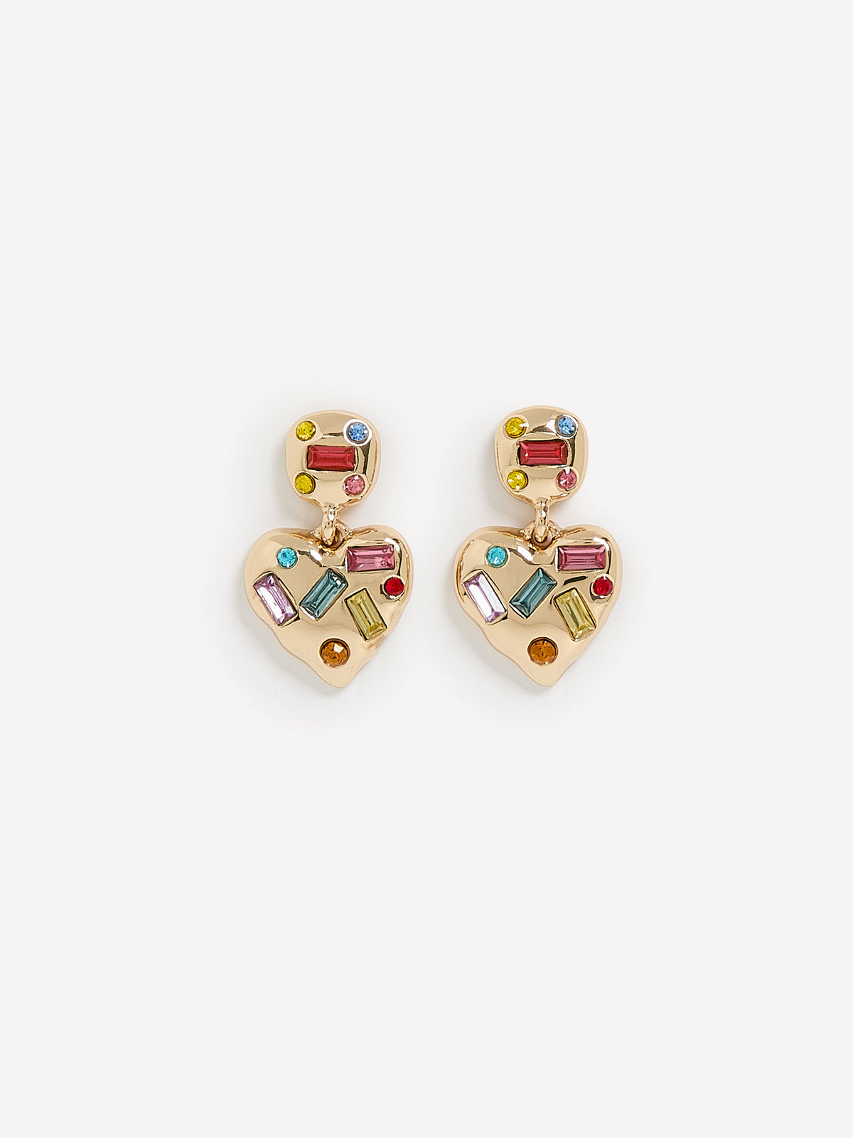 Multicolor Heart-Shaped Pendant Earrings