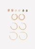 Assorted Golden Hoop and Stud Earrings, Set of 6