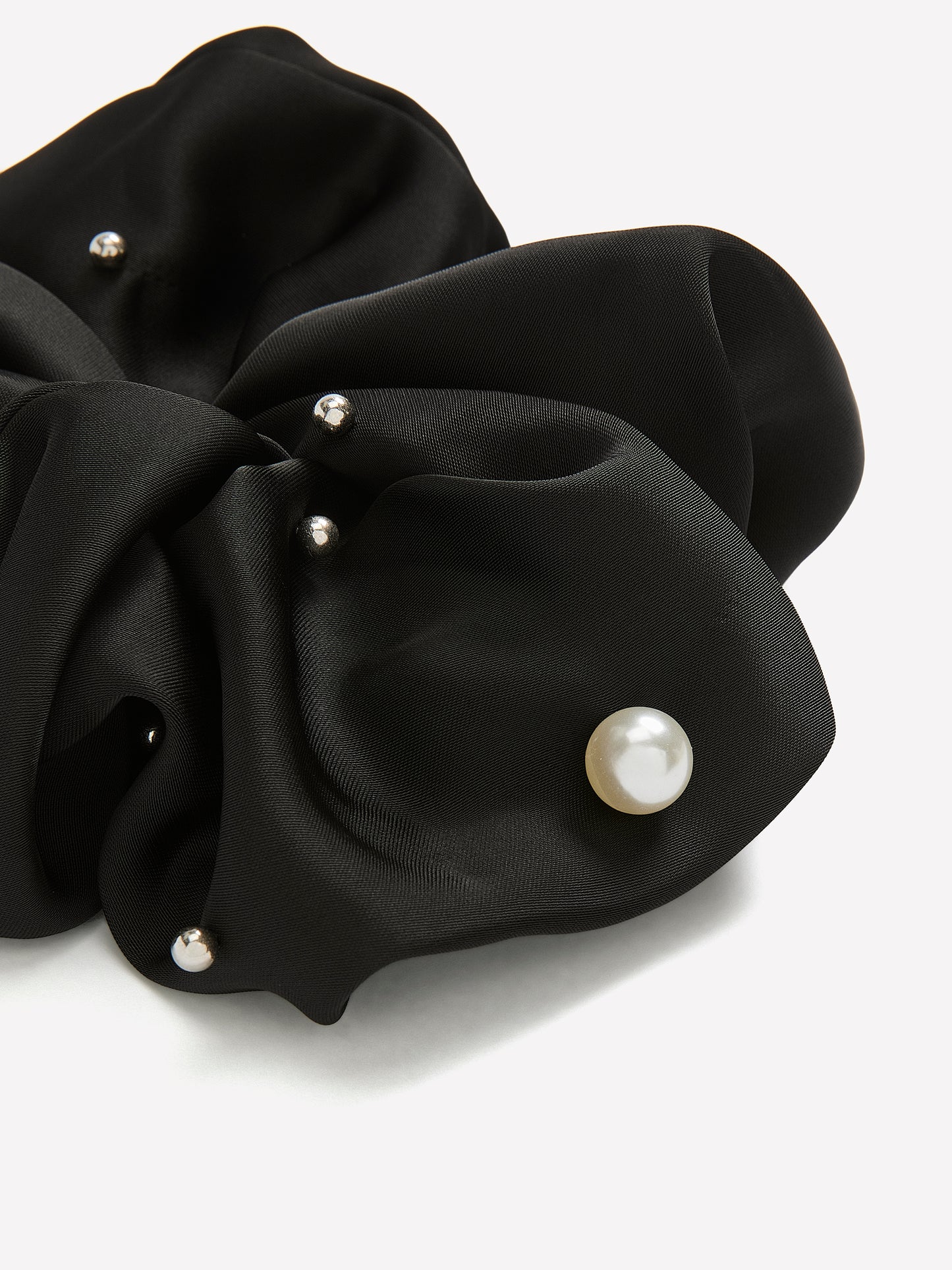 Large Hair Scrunchie with Pearl Studs