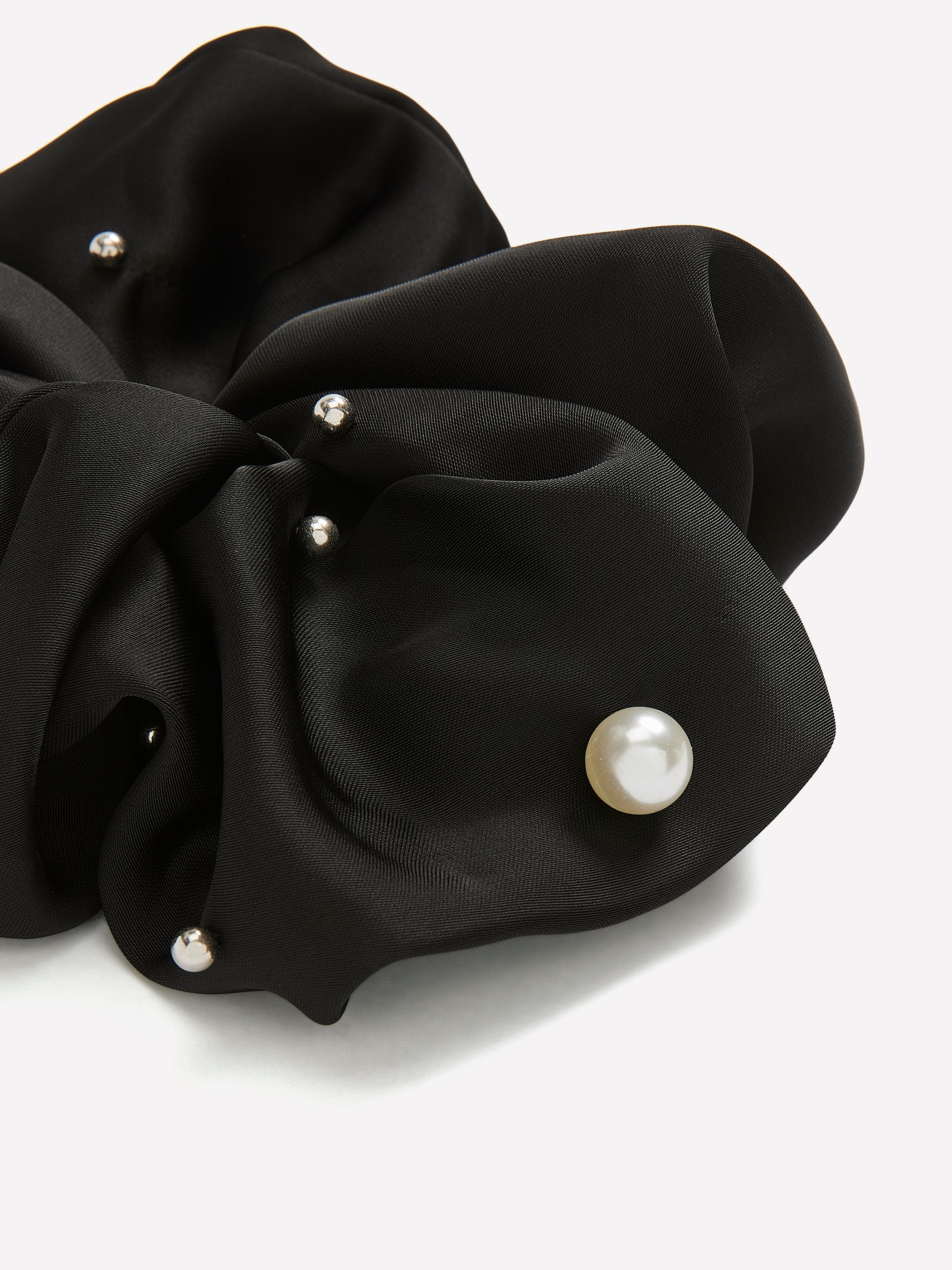 Large Hair Scrunchie with Pearl Studs